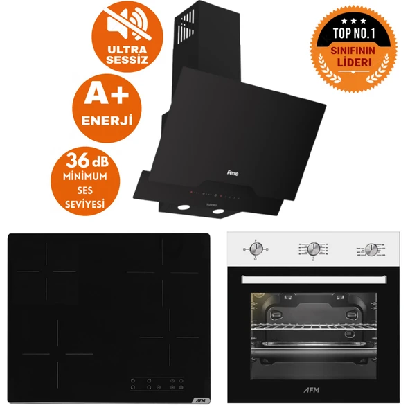 Ferre ve AFM Tech Markalı / Nature Elektrikli Vitro. Sessiz Ankastre Set (D063-SA + V6-04 + FM7301) ürün görseli 1