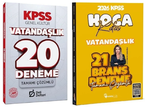 Hoca Kafası + Deli Defteri 2026 KPSS Vatandaşlık 21+20 Deneme 2 li Set - Esra Özkan Karaoğlu Hoca Kafası + Deli Defteri Yayınları ürün görseli 1