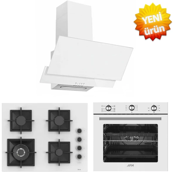 Ferre ve AFM Tech MARKALI/ Lucido 6+1 Turbolu Beyaz Ankastre Set (SC406-WFA wok + FM7601 + FM3301W) ürün görseli 1