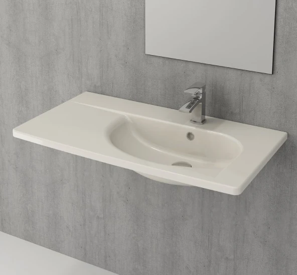 Bocchi 1020-014-0126 Taormina  Etajerli Lavabo 86 cm P Bisküvi ürün görseli 1