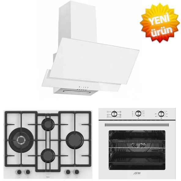 Ferre ve AFM Tech MARKALI/ Magico 6+1 Turbolu Beyaz Ankastre Set (ED076-WFA wok + FM7601 + FM3301W) ürün görseli 1