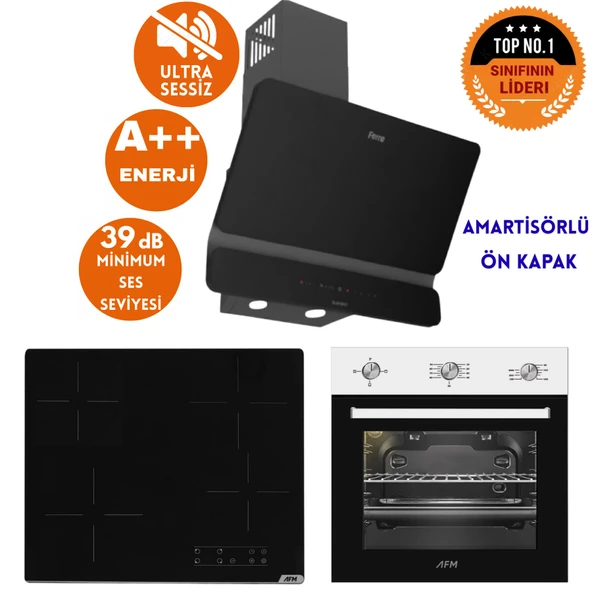 Ferre ve AFM Tech Markalı / Zenith Elektrikli Vitro. Sessiz Ankastre Set (D080-SA + V6-04 + FM7301) ürün görseli 1