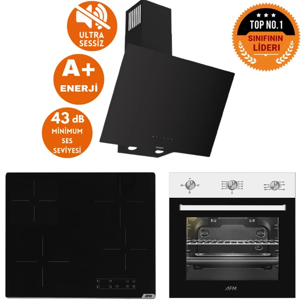 Ferre ve AFM Tech Markalı / Cook Elektrikli Vitro. Sessiz Ankastre Set (D077-SA + V6-04 + FM7301) ürün görseli 1
