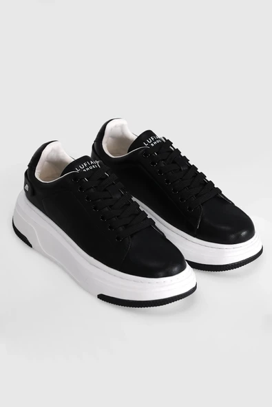 Lufian Adel Kadın Siyah Deri Sneaker Ayakkabı 121230017 ürün görseli 1