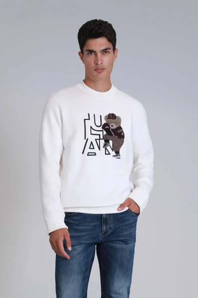 Lufian Pitcher Erkek Kırık Beyaz Sweatshirt 112030138 ürün görseli 1