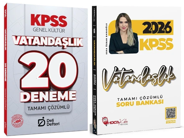 Hoca Kafası + Deli Defteri 2026 KPSS Vatandaşlık Soru Bankası + 20 Deneme 2 li Set - Esra Özkan Karaoğlu Hoca Kafası + Deli Defteri Yayınları ürün görseli 1