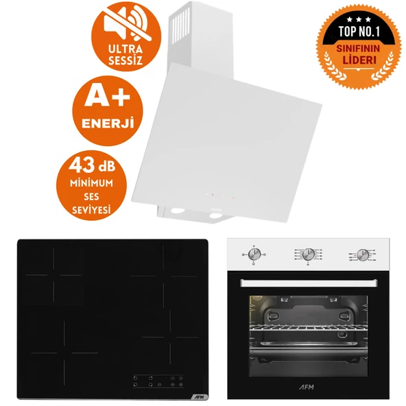 Ferre ve AFM Tech Markalı / Stone Elektrikli Vitro. Sessiz Ankastre Set (D078-SA + V6-04 + FM7301) ürün görseli 1