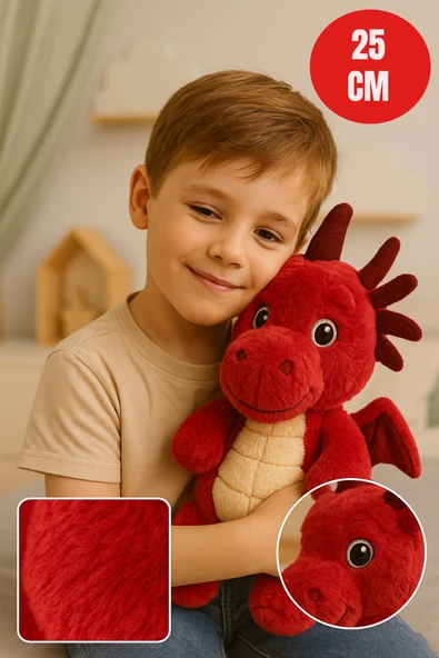 Kiremit Ejderha Peluş Oyuncak – 25 cm Sevimli Yumuşak Dolgulu Çocuk Oyuncağı & Hediye ürün görseli 1