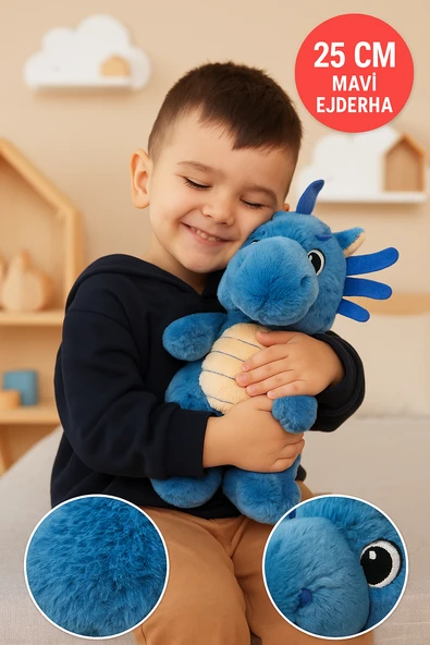 Mavi Ejderha Peluş Oyuncak – Yumuşak Dolgulu Sevimli Peluş Ejderha 28 cm Çocuk Oyuncak ürün görseli 1