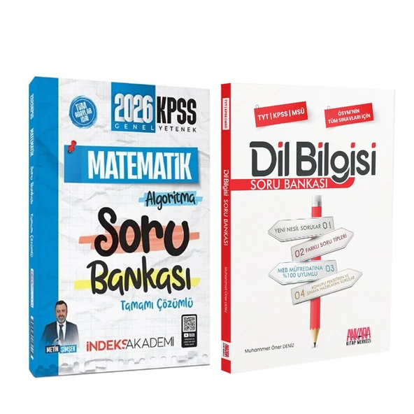 İndeks 2026 KPSS Matematik ve AKM Dil Bilgisi Soru Bankası Seti 2 Kitap ürün görseli 1