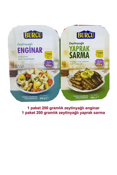 Burcu Zeytinyağlı Yaprak Sarma ve Zeytinyağlı Enginar ürün görseli 1