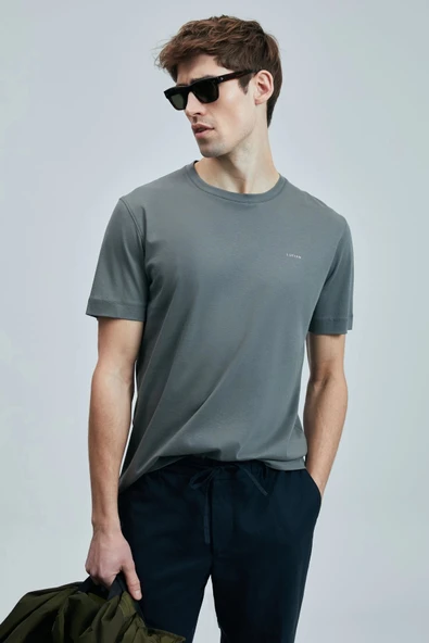 Lufian Erkek Bran Modern Grafik Koyu Yeşil T-Shirt 111020262 ürün görseli 1