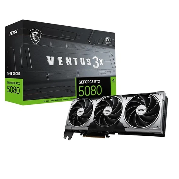 MSI RTX5080 16GB VENTUS 3X OC 16G GDDR7 256bit HDMI DP PCIe 5.0 ürün görseli 1