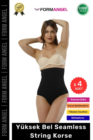 #Korse Seamless Dikişsiz Toparlayıcı Vücut Şekillendiren Kaymaz Yüksek Bel String Korse - 4 Adet ürün görseli 1