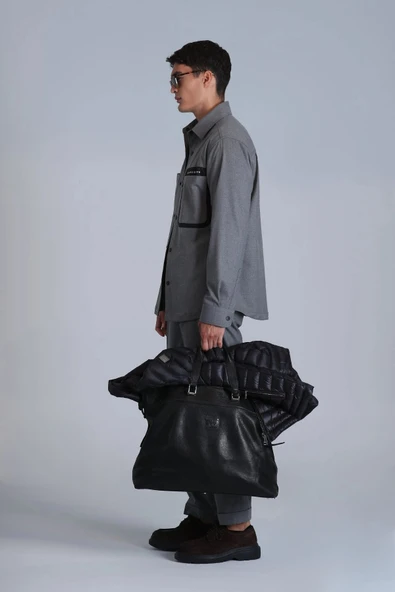 Lufian Hard Erkek Gri Basic Slim Fit Gömlek 112010651 - Resim 4