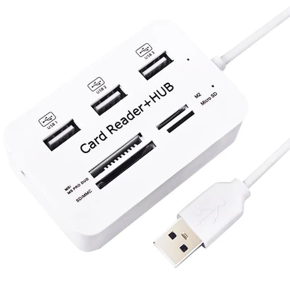 Powermaster 3 Port 2.0 Usb Çoklayıcı Hub + 4 Slot Kart Okuyucu PM-6052 ürün görseli 1