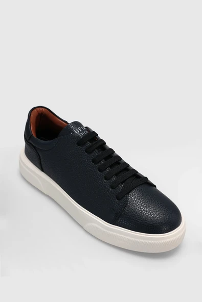Lufian Tommy Erkek Lacivert Deri Sneaker Ayakkabı 112230222 ürün görseli 1