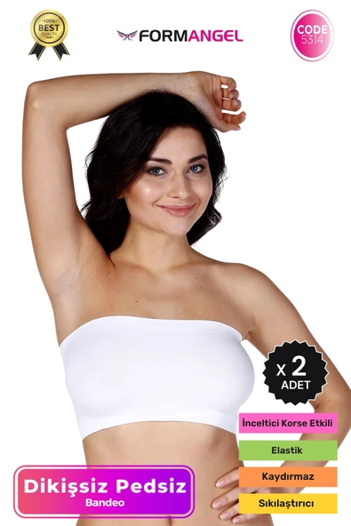 #Bandeo Seamless Toparlayıcı Kadın Basic Örme Dikişsiz Pedsiz Bandeo Büstiyer - 2 Adet ürün görseli 1