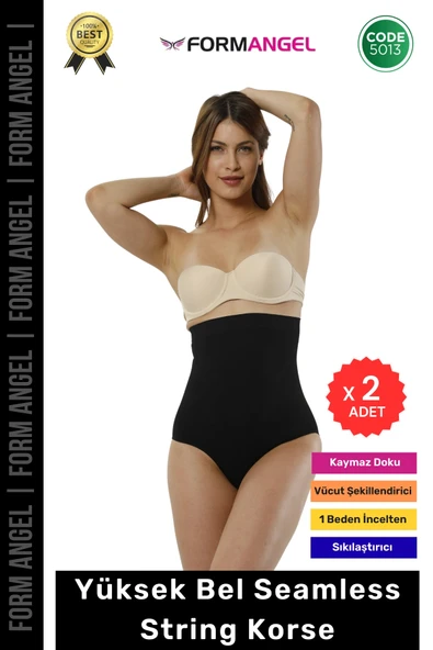 #Korse Seamless Dikişsiz Toparlayıcı Vücut Şekillendiren Kaymaz Yüksek Bel String Korse - 2 Adet ürün görseli 1