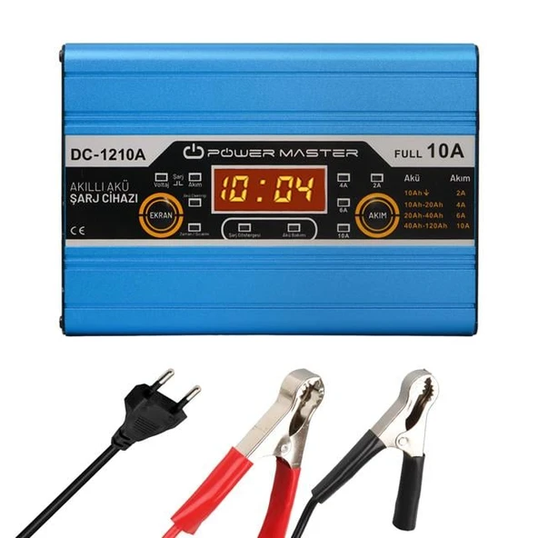 Powermaster DC-1210A 12 Volt Max 10 Amper Digital Ekranlı Akıllı Akü Şarj Cihazı ürün görseli 1
