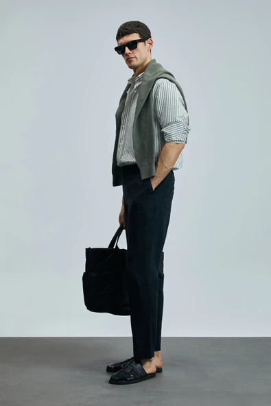 Lufian Erkek Karl Smart Chino Slim Fit Siyah Pantolon 111190350 ürün görseli 1