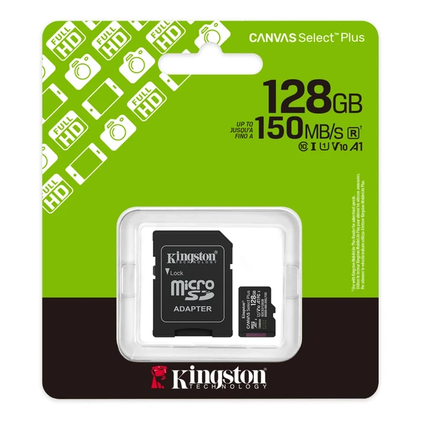 128GB KINGSTON MICROSD CANVAS SELECT PLUS A1 SDCS3/128GB ürün görseli 1