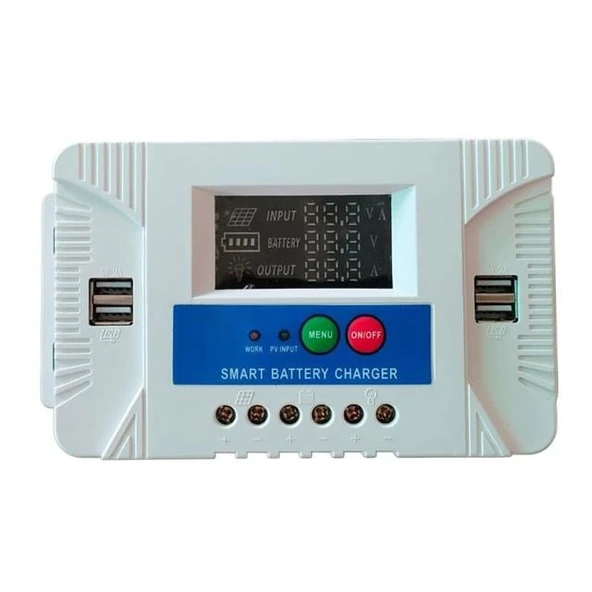 Powermaster PM-10A 12V-24V 10A 4 Usb'li Dijital Otomatik Solar Şarj Regülatörü ürün görseli 1