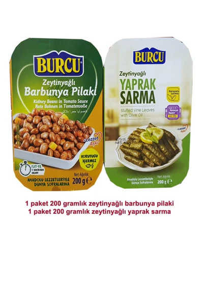 Burcu Zeytinyağlı Yaprak Sarma ve Zeytinyağlı Barbunya Pilaki ürün görseli 1