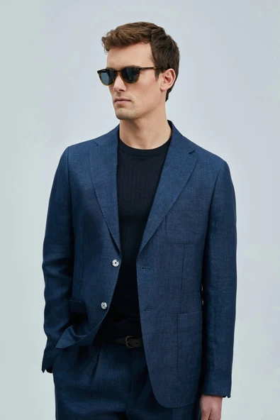 Lufian Erkek Jaques Spor Blazer Slim Fit Lacivert Ceket 111140172 ürün görseli 1