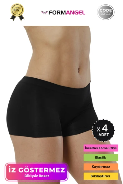 #KadınBoxer Toparlayıcı Şekillendirici Seamless Kaymaz Kadın Dikişsiz Boxer İç Çamaşırı - 4 Adet ürün görseli 1