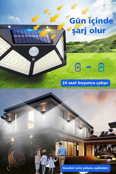 Volemi V-067 Güneş Enerjili Solar Aydınlatma Harekete Duyarlı Sensörlü Apartman İş Yeri Havuz Otopark Lamba ürün görseli 1