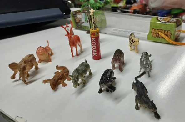 Plastik Mini  Vahşi Hayvanlar Timsah Kurt Geyik Zürafa Kaplan Hipopotam 13 Parça ürün görseli 1