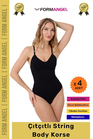 #Korse İz Bırakmayan Kaymaz Seamless Toparlayıcı Dikişsiz Kadın Çıtçıtlı String Body Korse - 4 Adet ürün görseli 1