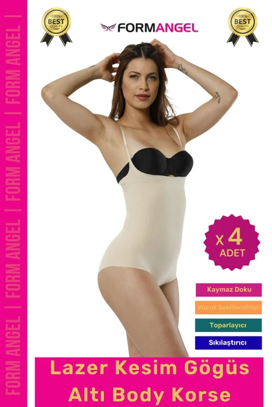 #Korse İz Göstermeyen Lazer Kesim Toparlayıcı Şekillendirici Kaymaz Göğüs Altı Body Korse - 4 Adet ürün görseli 1