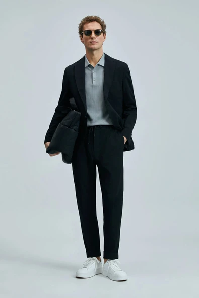 Lufian Erkek Asel Spor Slim Fit Siyah Blazer Ceket 111140170 ürün görseli 1