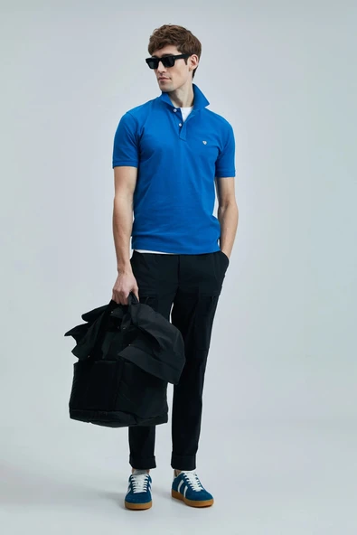 Lufian Erkek Laon Polo Yaka Saks Mavisi T-Shirt 111040206 ürün görseli 1