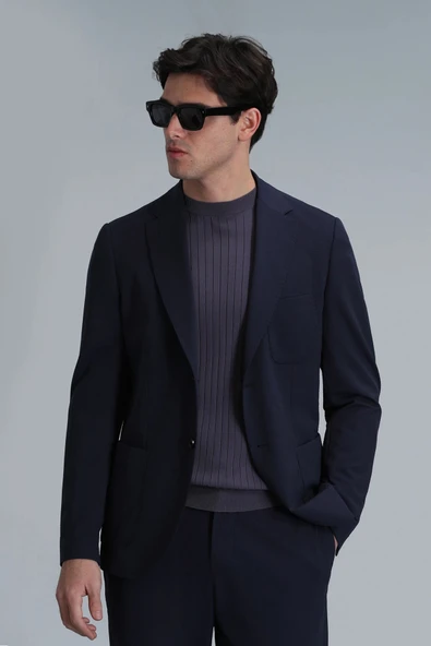 Lufian Erkek Asel Spor Slim Fit Lacivert Blazer Ceket 111140170 ürün görseli 1