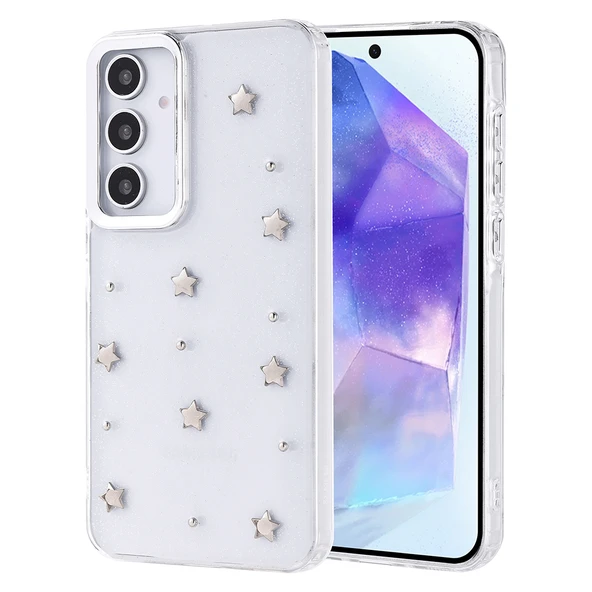 Galaxy A35 Kılıf Airbag Tasarımlı Simli Şeffaf Kutup Kapak ürün görseli 1