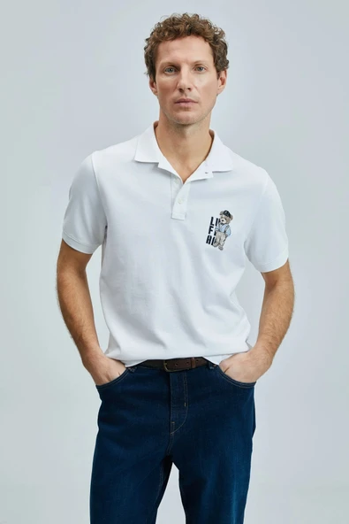 Lufian Best Erkek Beyaz Polo Yaka T-Shirt 111040220 ürün görseli 1