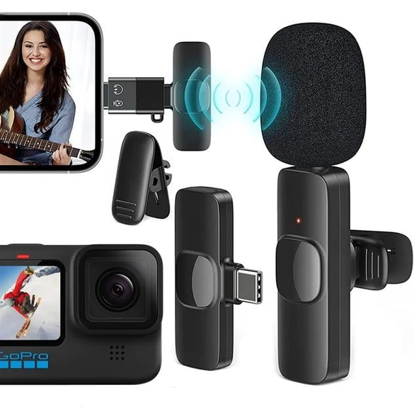 MagicVoice K8 Kablosuz Type-C Vlogger Yaka Mikrofonu (Android, GoPro, Osmo Action, iPhone, iPad) ürün görseli 1