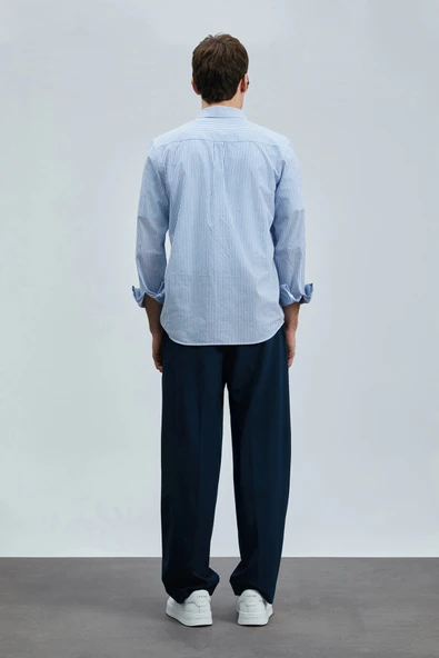 Lufian Erkek Charles Basic Regular Fit Mavi Gömlek 111010638 - Resim 4