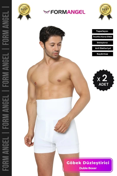 #BoxerKorse Göbek Düzleştirici Bel Basen Toparlayıcı Sıkılaştırıcı Duble Erkek Boxer Korse - 2 Adet ürün görseli 1