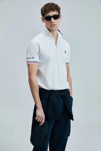 Lufian Erkek Eros Polo Yaka Beyaz T-Shirt 111040204 ürün görseli 1