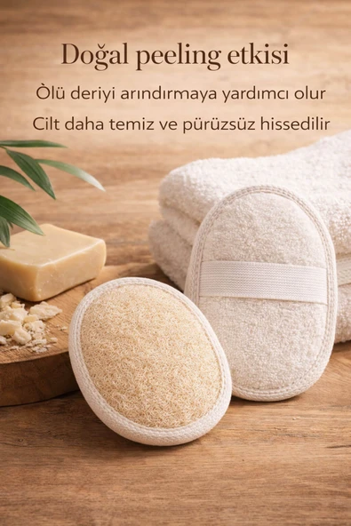 Mini Doğal Bakım Seti - Yüz Kesesi + Vücut Kesesi - Arındırıcı Peeling & Gözenek Sıkılaştırıcı 2'li Set ürün görseli 1