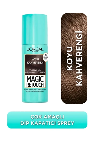 L'Oreal Paris Magic Retouch Beyaz Saçlar İçin Kapatıcı Koyu Kahverengi Saç Spreyi 75 Ml ürün görseli 1
