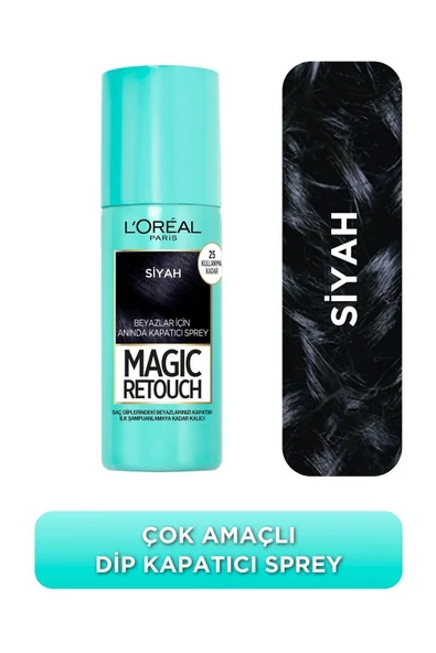 L'Oreal Paris Magic Retouch Beyaz Saçlar İçin Kapatıcı Siyah Saç Spreyi 75 Ml ürün görseli 1