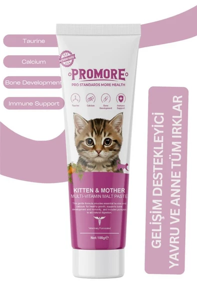 Promore Kitten & Mother Multi-Vitamin Malt Paste – Yavru ve Anne Kediler İçin Multivitamin Malt Macunu 100gr ürün görseli 1