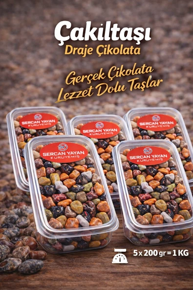 Renkli Çakıl Taşı Draje Çikolata 200 gr x 5 Adet (1 kg) ürün görseli 1