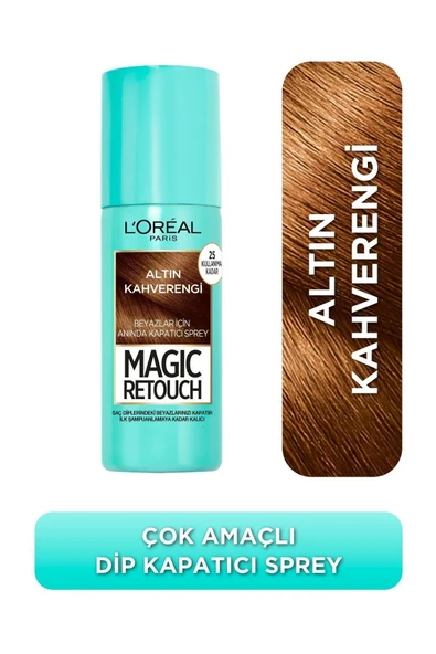 L'Oreal Paris Magic Retouch Beyaz Saçlar İçin Kapatıcı Altın Kahverengi Saç Spreyi 75 Ml ürün görseli 1