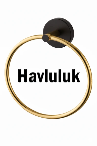 Yuvarlak Havluluk Siyah Gold Renk ürün görseli 1